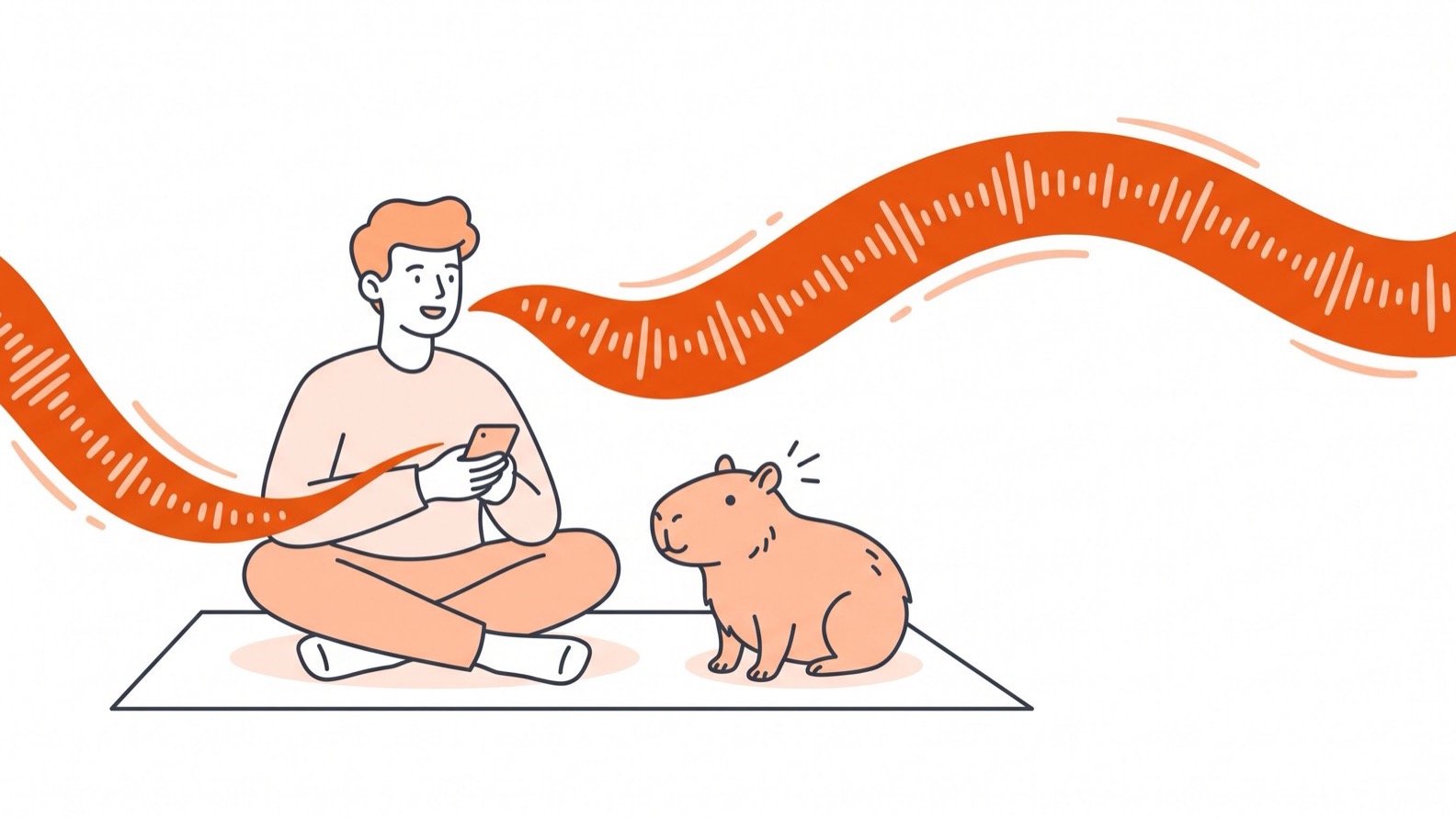 Ilustração de uma pessoa falando inglês em voz alta com o celular